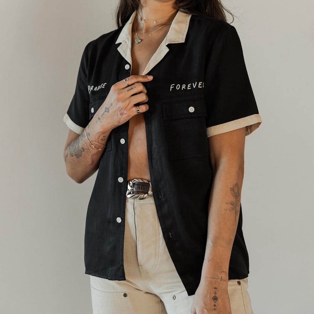 P&Co paradise forever bowling shirt (fits S-M) (embroidered)